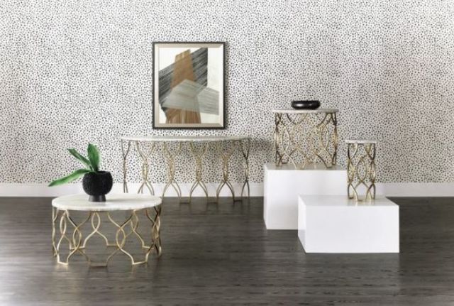 Hooker® Furniture Melange Gold/White Corrina Sofa Table-2