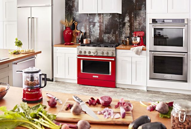 KitchenAid® 36" Passion Red Commercial-Style Free Standing Dual Fuel Range 5