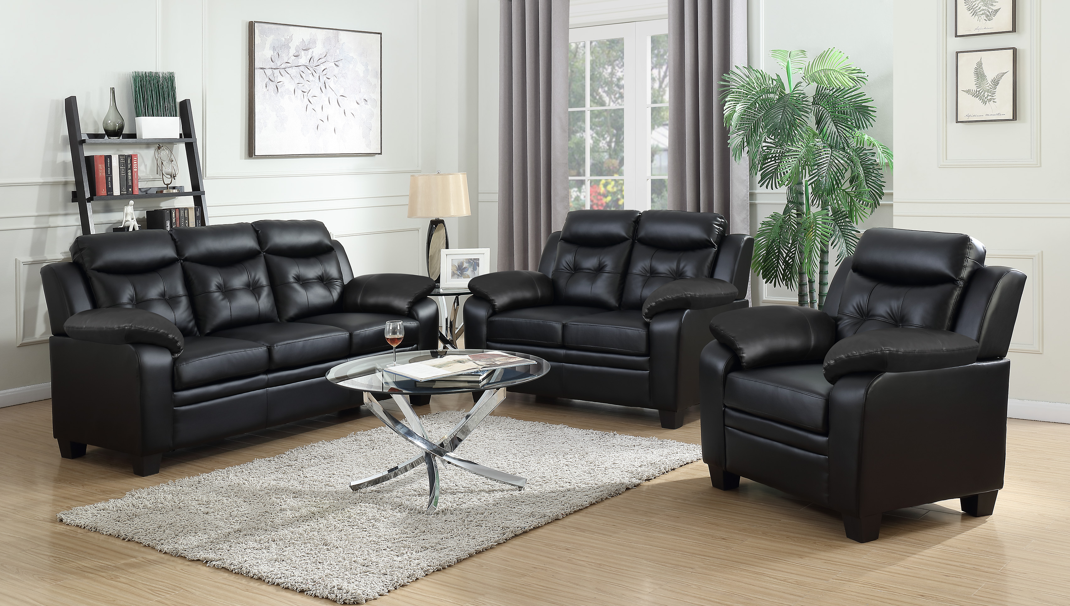 Coaster® Finley 3-Piece Black Living Room Set