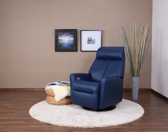 Fjords® Relax Sydney Blue Small Dual Motion Swivel Recliner 7