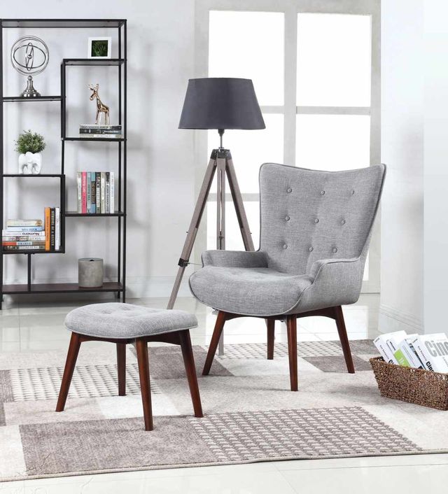 Coaster® Grey And Brown Accent Chair With Ottoman 4