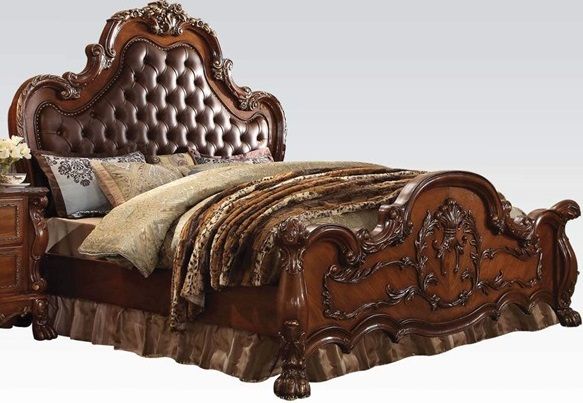 ACME Furniture Dresden Cherry Oak Upholstered Eastern King Bed