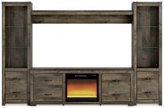 Signature Design by Ashley® Trinell 4-Piece Brown Entertainment Center with Electric Fireplace Insert