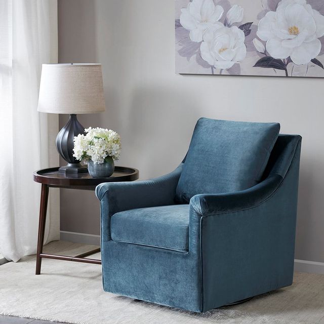 Olliix by Madison Park Blue Deanna Swivel Chair | Bob Mills Furniture