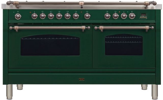 Ilve® Nostalgie Series 60 Emerald Green Free Standing Dual Fuel Natural Gas Range San 2549