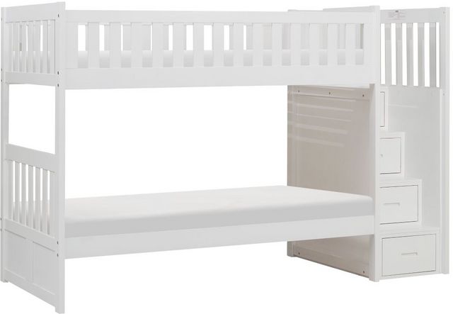 Rowe White Twin-Over-Twin Step Bunk Bed