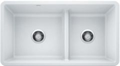Blanco Precis White 33" Undermount or Drop-In Double Basin Granite Kitchen Sink with Low Divide