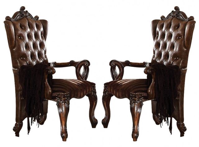ACME Furniture Versailles 2-Piece Light Brown/Cherry Oak Arm Chairs