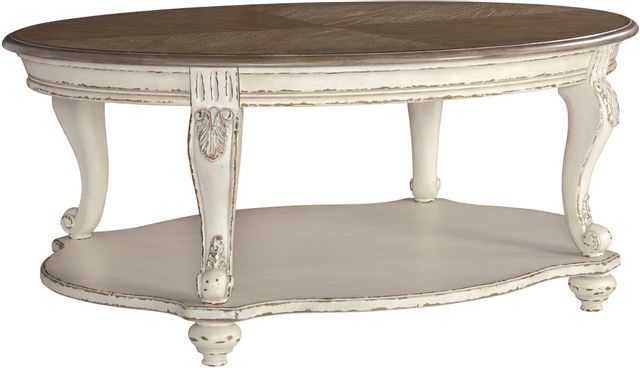 Signature Design by Ashley® Realyn White/Brown Oval Coffee Table 1