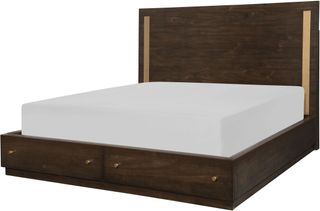 Legacy Classic Modern Austin By Rachael Ray California King Panel Bed With Storage and Brass Accents