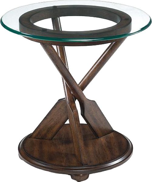 Magnussen Home® Beaufort Clear Glass/Dark Oak Round End Table-0