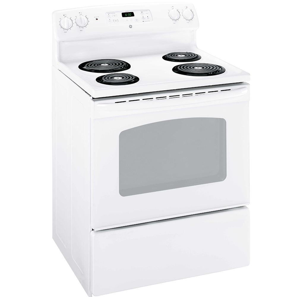 white freestanding electric range