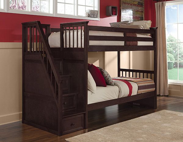 Hillsdale Furniture Schoolhouse Chocolate Twin/Twin Stair Youth Bunk Bed-1