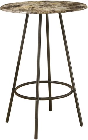 Home Bar, Bar Table, Bar Height, Pub, 30" Round, Small, Kitchen, Metal, Laminate, Brown Marble Look, Contemporary, Modern