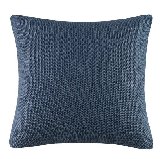 Olliix by INK+IVY Bree Knit Indigo 26" x 26" Euro Pillow Cover-1