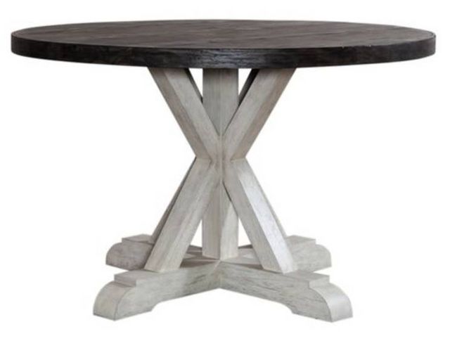 Liberty Willowrun Rustic White/Weathered Gray Pedestal Table-0