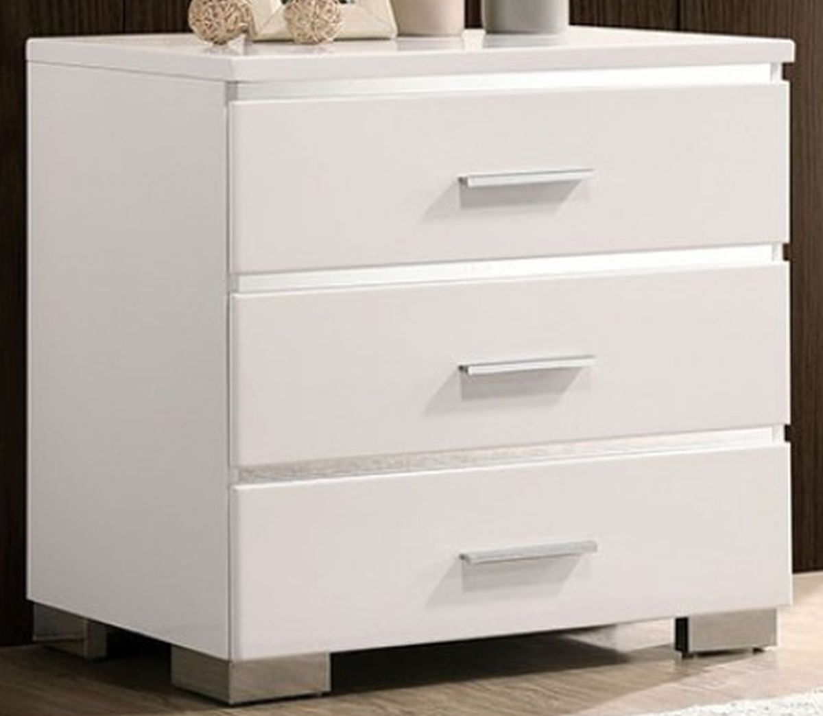 white glossy night stand