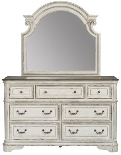 Liberty Furniture Magnolia Manor Antique White Dresser & Mirror