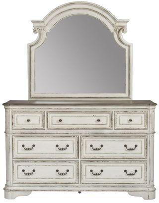 Liberty Furniture Magnolia Manor Antique White Dresser & Mirror