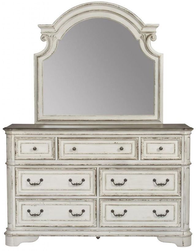 Liberty Furniture Magnolia Manor Antique White Dresser & Mirror 0