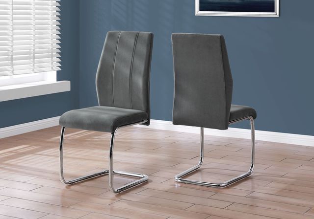 Monarch Specialties Inc. 2 Piece Dark Grey Velvet Dining Chairs 2