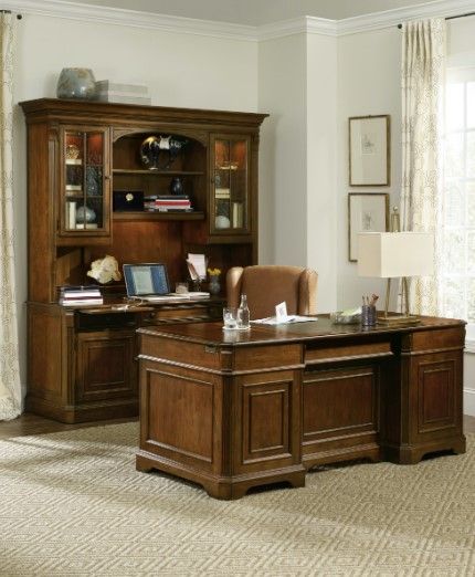 Hooker® Furniture Brookhaven Distressed Medium Clear Cherry Executive Desk-3