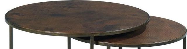 Hammary® Sanford 2-Piece Brown Round Nesting Cocktail Table Set with Antique Bronze Base-1