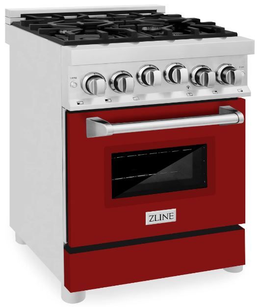 ZLINE 24" Red Gloss Pro Style Natural Gas Range 1