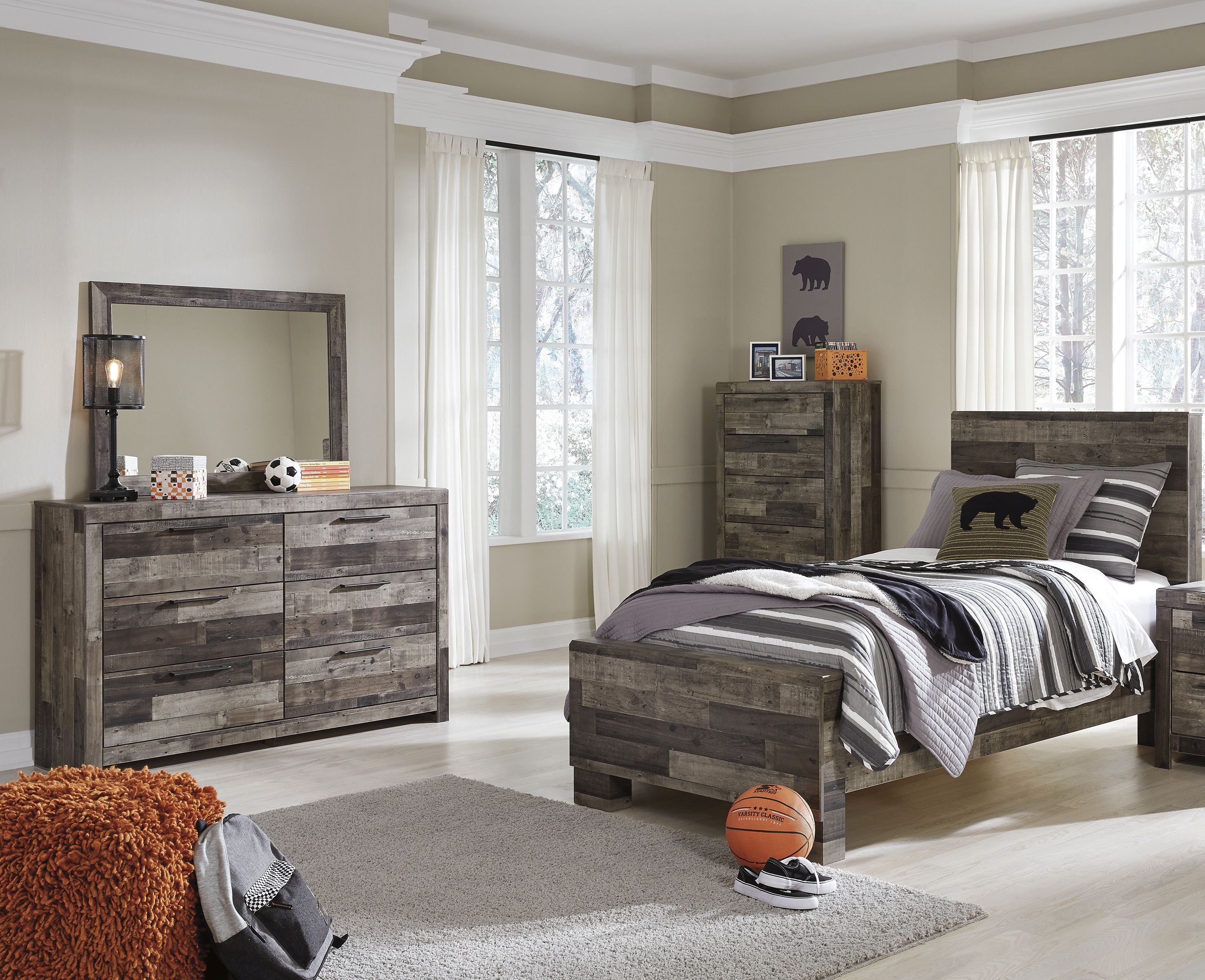 Benchcraft® Derekson 3-Piece Multi-Gray Twin Bedroom Set
