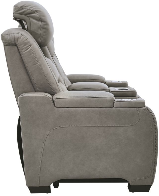 Signature Design by Ashley® The Man-Den Gray Power Reclining Loveseat with Adjustable Headrest 4