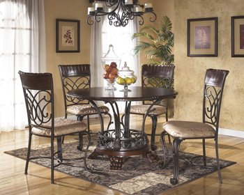 ashley round wood dining table