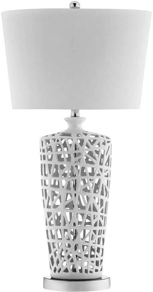 Stein World White Lattice Ceramic Lamp 0