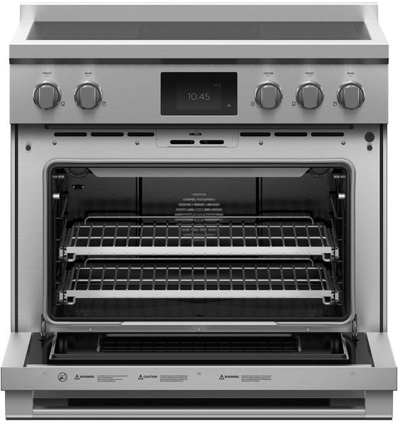 Fisher & Paykel Series 9 36" Stainless Steel with Black Glass Free Standing Professional Electric Induction Range 1