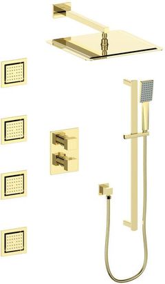 ZLINE Crystal Bay Polished Gold Thermostatic Shower System with Body Jets