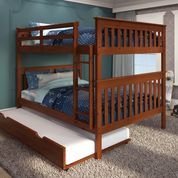 Donco Kids Light Espresso Full/Full Mission Bunk Bed With Trundled Bed-1