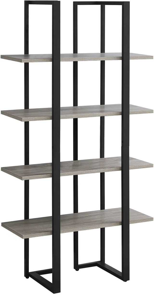 Monarch Specialties Inc. 60"H Dark Taupe with Black Metal Bookcase