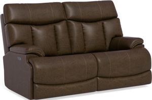 Flexsteel® Clive Brown Power Reclining Loveseat with Power Headrests and Lumbar