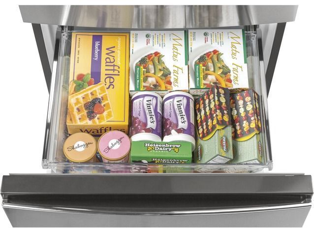GE® 11.9 Cu. Ft. Stainless Steel Counter Depth Bottom Freezer Refrigerator 14