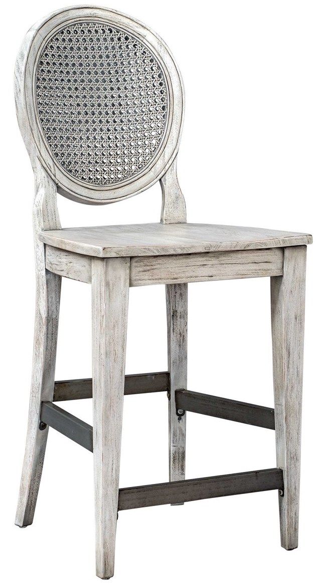 Uttermost® Clarion Aged White Counter Height Stool-0