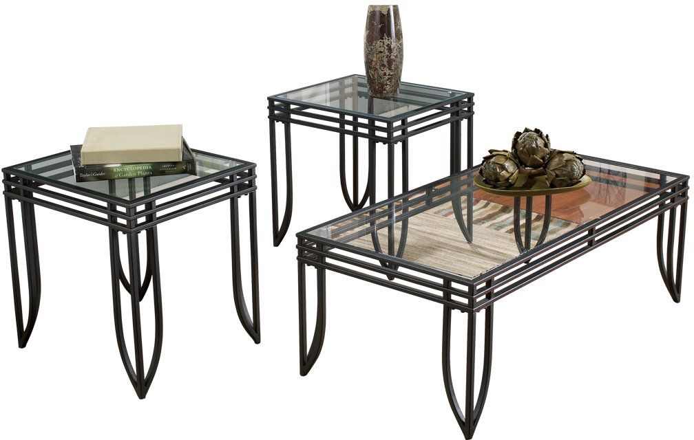 Signature Design by Ashley® Exeter 3 Piece Black/Brown Occasional Table Set
