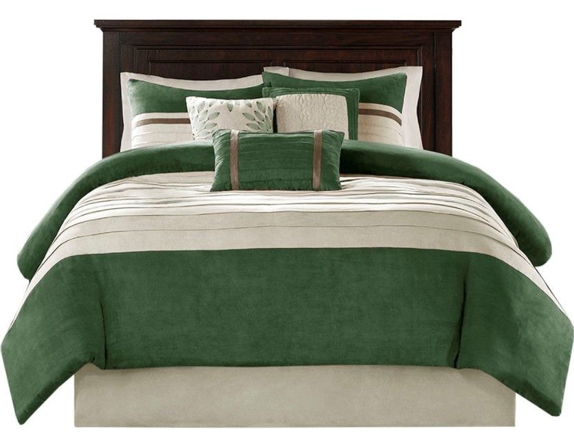 Olliix by Madison Park Palmer 7 Piece Green Queen Comforter Set