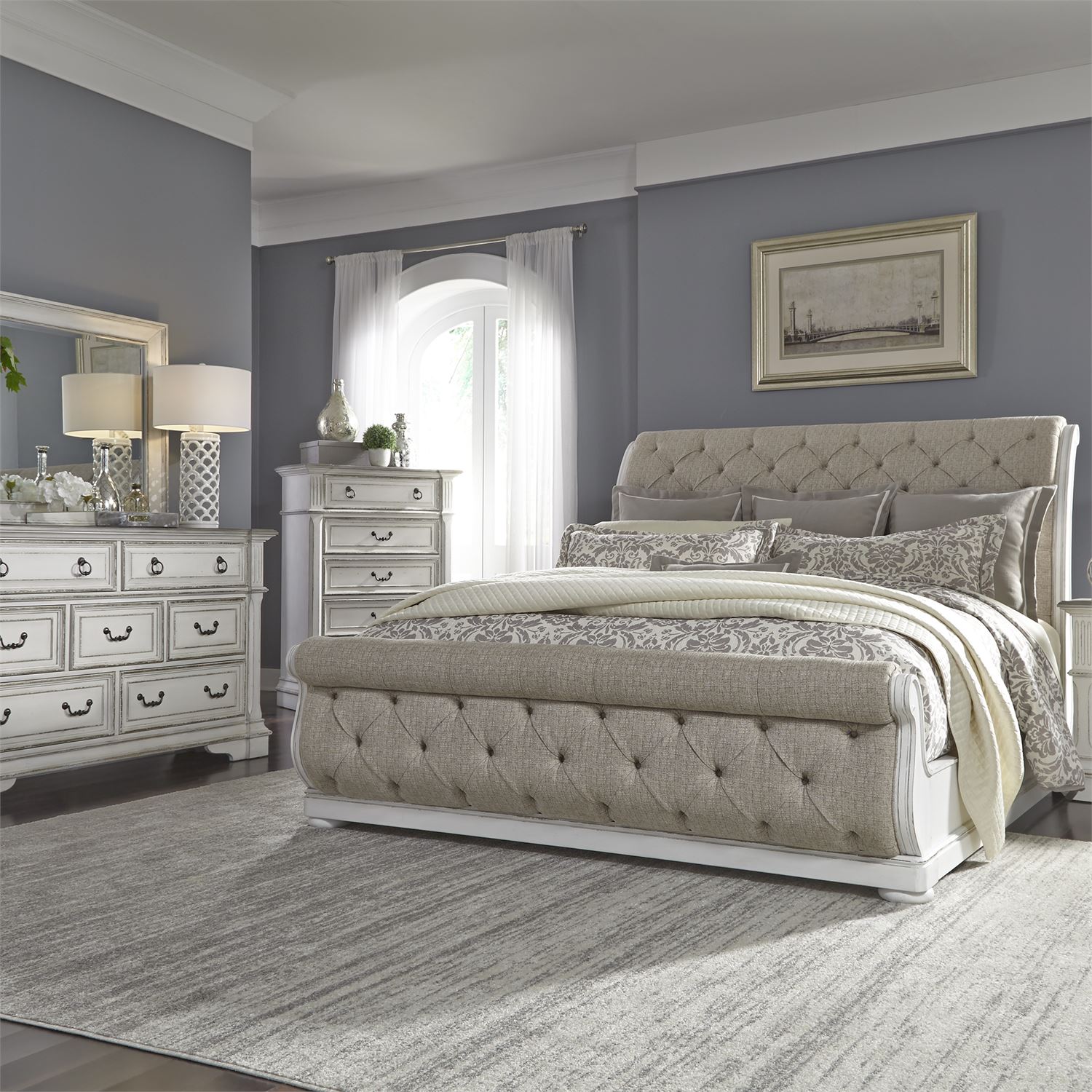 sleigh bed antique white