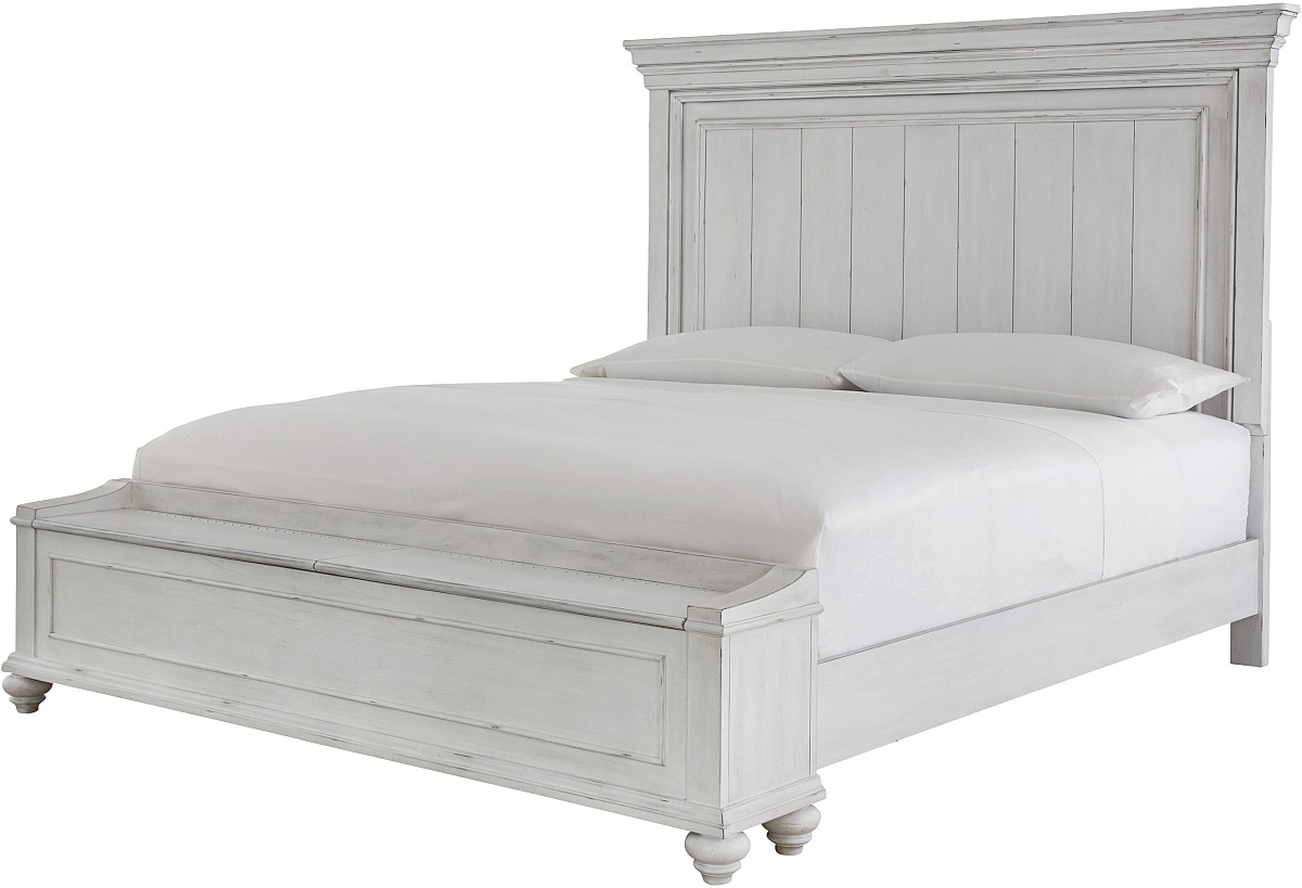 Benchcraft® Kanwyn Whitewash Queen Panel Bed with Storage