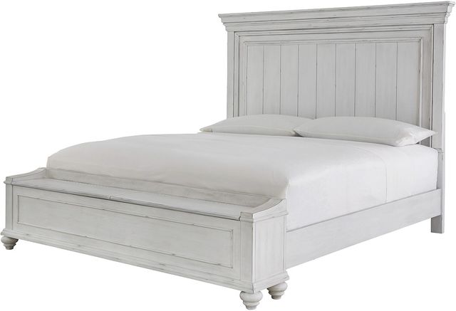 Benchcraft® Kanwyn Whitewash King Panel Bed with Storage 0