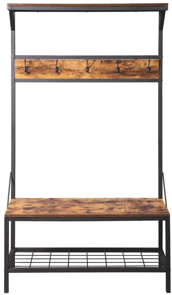 Signature Design by Ashley® Bevinfield Antique Brown Hall Tree with Storage Bench 4