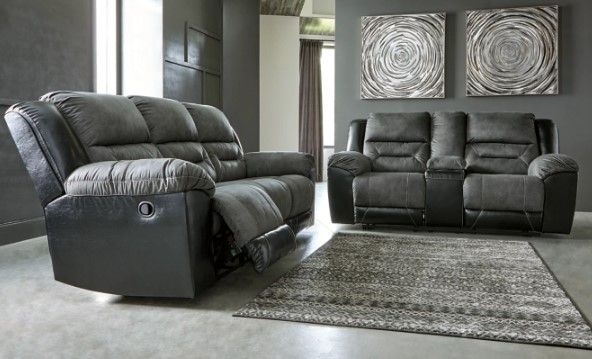 Signature Design by Ashley® Earhart 2-Piece Slate Living Room Set with Reclining Sofa 4