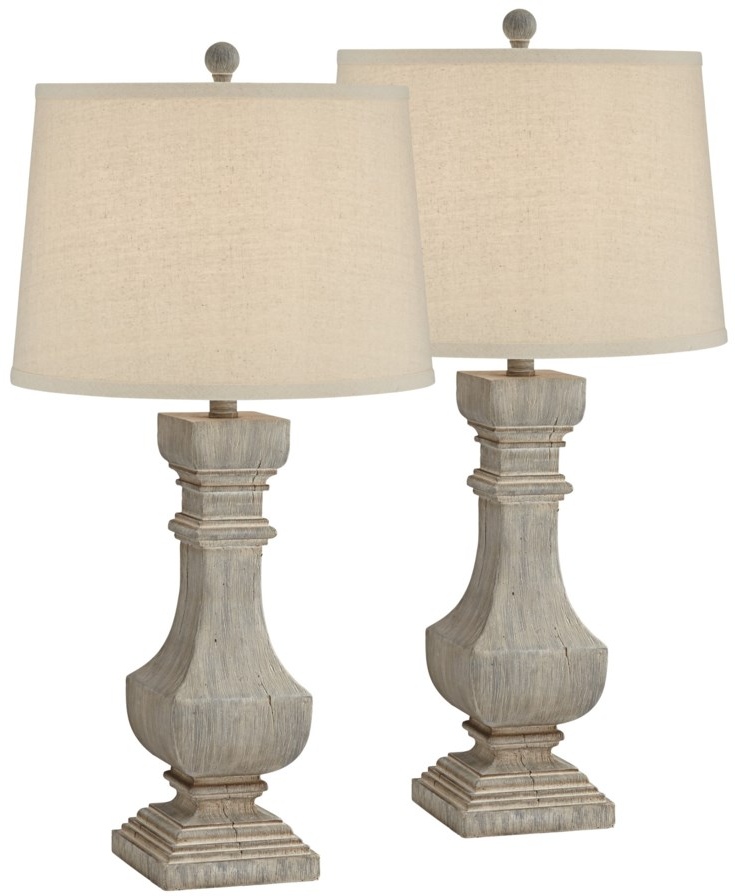 set of 2 grey lamps