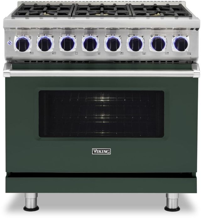 Viking® 7 Series 36" Blackforest Green Pro Style Dual Fuel Natural Gas Range