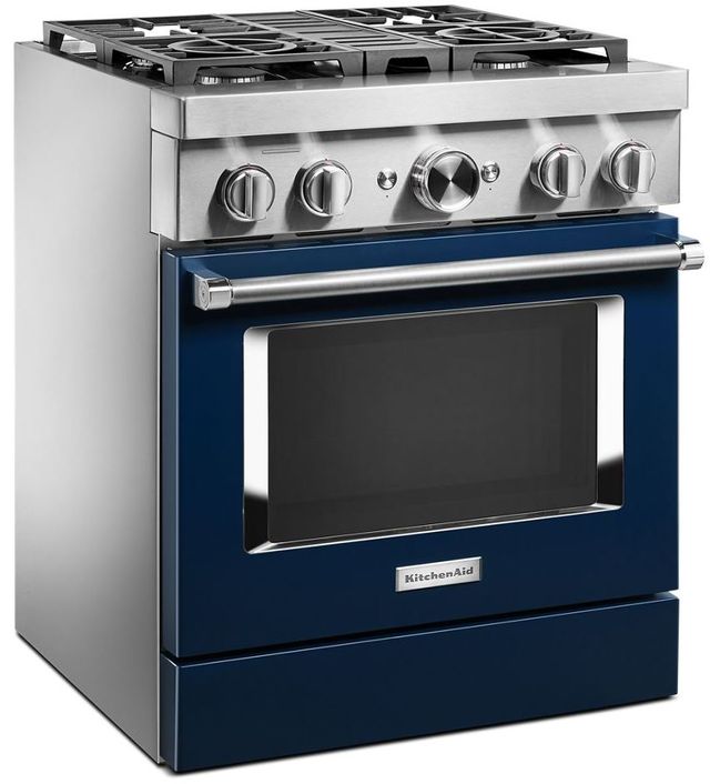 KitchenAid® 30" Ink Blue Commercial-Style Free Standing Dual Fuel Range 3