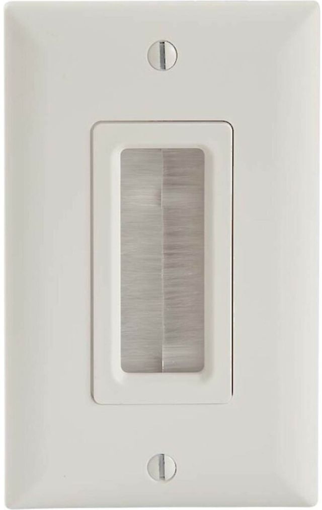 Sanus® White Cable Management Brush Wall Plate 0